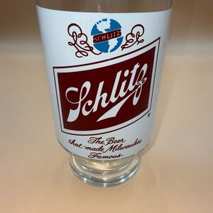 SCHLITZ BEER VINTAGE 32oz. LARGE FOOTED BAR GLASS 7" TALL Clean